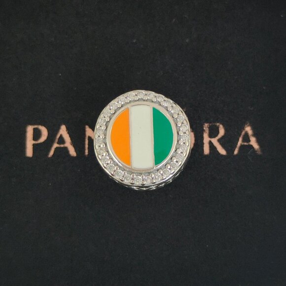 Pandora Ivory Coast Flag Bead Charm Bracelet Pendant S925 Silver with box - Picture 1 of 7